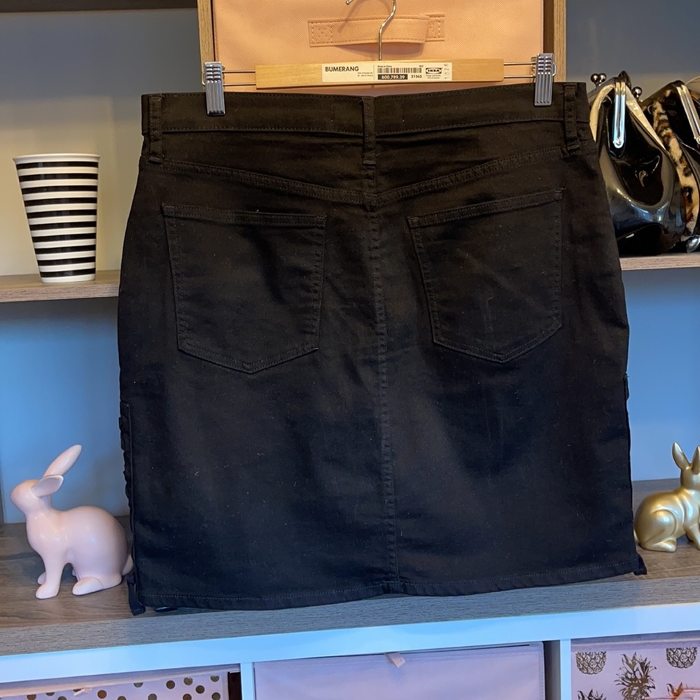 Black Denim Pencil Skirt with Lacing on Sides - Picture 4 of 4